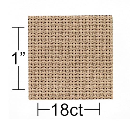 Essentials By Leisure Arts Aida Cloth, 18 Count, Beige Tan, Cross Stitch Fabric, Embroidery Fabric, Cross Stitch Supplies for Crafting, Stitching, and Sewing Projects 15X18