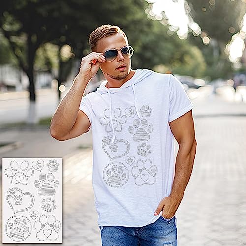 NBEADS Dog Paw Rhinestone Iron on Hotfix, Heat Transfer Decal Bling Rhinestone Decals Rhinestone Heat Transfer Patch Clothing Repair Applique for T-Shirt Clothing Pants Bags (DIY-WH0303-031-US6) - color: Dog Paw