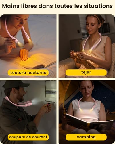 Glocusent Neck Book Light, Rechargeable Neck Lights for Crafts Reading - color: Pink