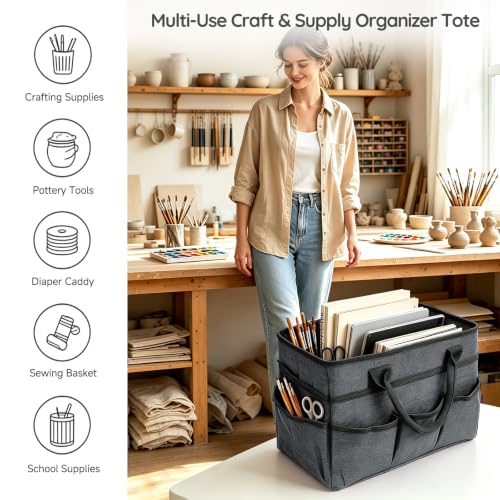 AKAYOK Art Supply Organizer with 11 Pockets, Caddy Organizer with Handle