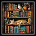 Fanxvivy Counted Cross Stitch Kits for Adults 11CT Unprinted Cross-Stitch Patterns Embroidery Kits Easy Cross Stitching Needlepoint Kits-Cat Bookshelf 18x18 inch - color: DIYcraft10