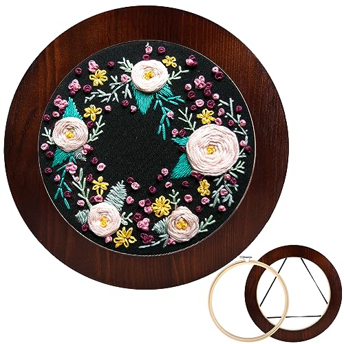 XEmbro 8 Inch Wood Embroidery Hoop Frame for Hanging Sewing Ornaments - style: Round