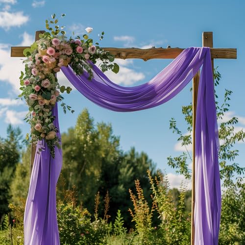 Wedding Arch Draping Fabric 1 Panel Lavender Purple Sheer Backdrop - color: Lavender Purple, size: 1 Panel