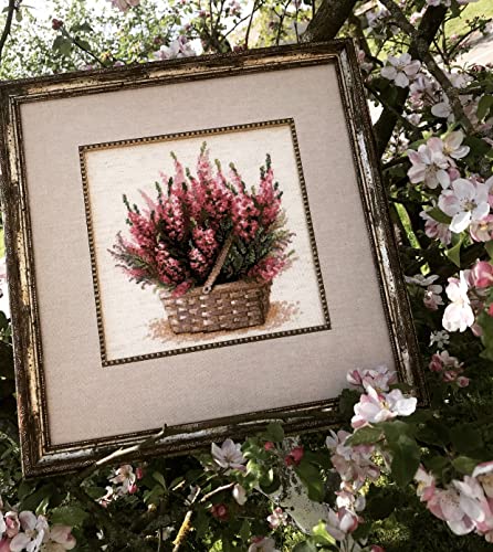 RIOLIS - Scottish Heather 1324, Cross Stitch Kits 9.75"x9.75", Cross Stitch Kits for Adults, Counted Cross Stitch Kits, Embroidery Kit for Beginners & Advanced, Floral Crossstitching Kits