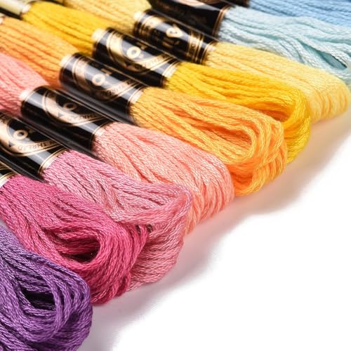 12 Skeins Cross Stitch Threads 0.5mm Embroidery Floss 6 Ply Polyester Friendship Bracelets Floss Crafts Floss 12 Color 8.75 Yards(8m)/Skein - color: 12 Skeins, Color B