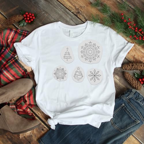 Water Soluble Embroidery Patterns Stabilizers - Rngmsi 4 Sheets Christmas Stick and Stitch Embroidery Paper Wash Away 39 Pcs Xmas Tree Snowflake Embroidery Transfer Paper Stabilizers for Hand Sewing - color: Christmas