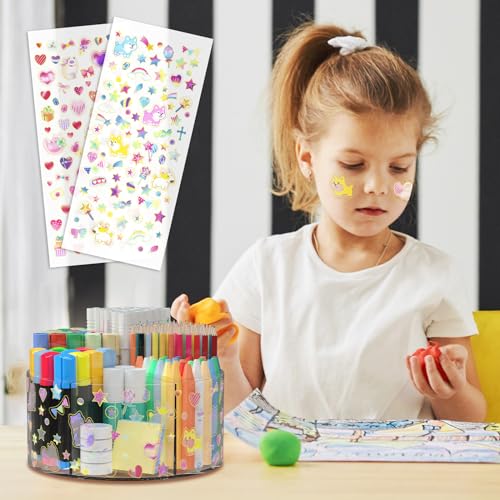 Acrylic Pen Holder for Desk Organizer Holder with 2 Adhesive DIY Stickers - size: Large x2 sticker