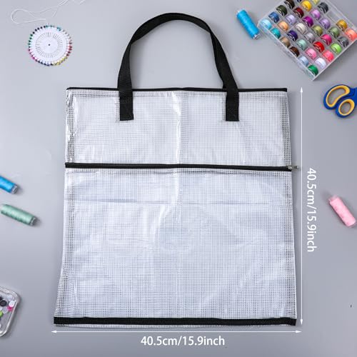 Elegaperma Sewing Project Bag, Needlepoint Project Bag Durable and Stylish Mesh PVC, Large-Capacity Project-Bags, Knitting Supplies, Office Supplies, Books (Black)