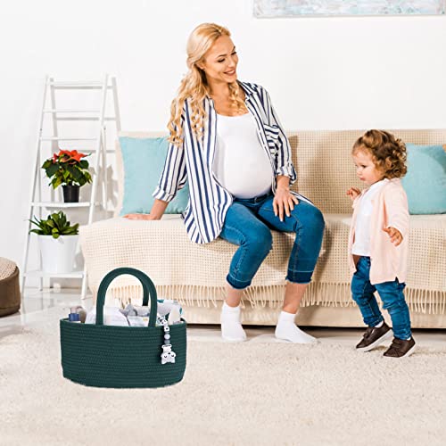 XUANGUO Cotton Rope Baby Diaper Caddy Organizer Basket Dark Green - color: Dark green, size: Regular