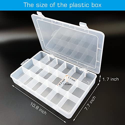 Plastic Organizer BoxTackle Box Organizer with Adjustable Dividers - color: Clear, size: 1x Large 18 Grids
