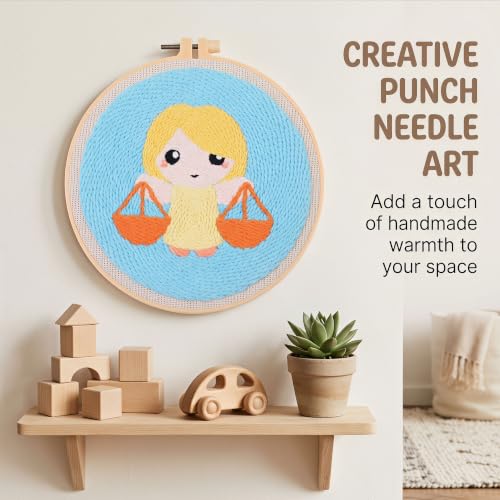 Harimau Punch Needle Kit Twelve Zodiac Signs Pattern,1Pc Embroidery Hoop, Essential Punch Needle Supplies,Ideal Punch Art for Beginners,DIY Adults Embroidery, Video Teaching - color: 65281