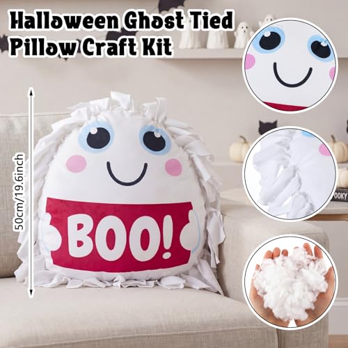 Weysat 6 Sets Boo! Halloween Ghost Tied Pillow Craft Kit No Sew DIY Craft - style: Halloween Ghost