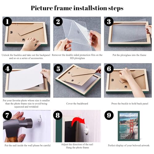 10x14 inch Wood Picture Frames for Wall Hanging,Diamond Painting Frames Rectangle Baby Scan Picture Frame for Family Walls Decoration,Anniversary,Wedding,Christmas,Halloween,Shower,Certificate (Dark - color: Dark Green, size: 10x14 inch