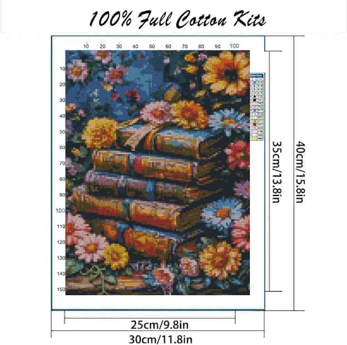 MYBISYMQQ Stamped Cross Stitch Kits - Flower Embroidery Starter Kit for Adult Beginners,Book Cross Stitch Kits Embroidery Kit Arts and Crafts for Beginners 11.8x15.7 Inches - color: D072
