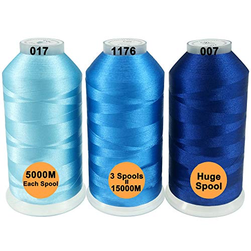 New brothread Huge Spools Embroidery Machine Thread -Different Blues - color: 3xDIFFERENT BLUES