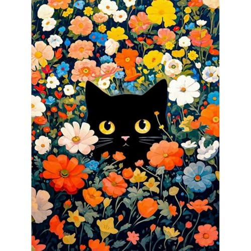 Lzyueyuan Cat Flower Stamped Cross Stitch Kits for Adults Beginner,Cross Stitch Ornament Kits Counted Embroidery Needlepoint Kits Home Decor 11.8X15.7 inch - color: Cross Stitch-1014-7