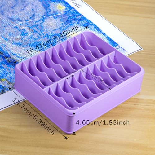 3D Printed 20 Grids Diamond Painting Bag Organizer, Multi Slot Drill Bags Storage Tray, Spill Proof Stand Upright Portable Desktop Craft Storage Caddy for Small Diamond Art Accessories-Purple - color: Purple