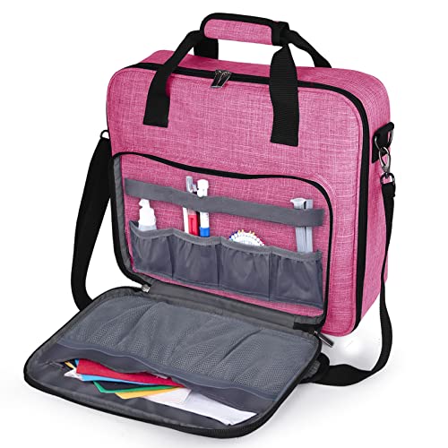 BAGLHER Cross Stitch & Embroidery Organizer Bag - Large Portable Project Storage with 3 Compartments, Travel Friendly Carrying Case for 11.2" Hoops, Threads, Supplies (Pink) - color: pink