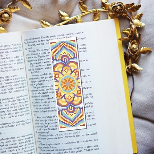 FREEBLOSS 6 Set Mandala Stamped Cross Stitch Bookmark Kits Cross Stitch Kit Embroidery Bookmarks Kit for Adults Beginners with Backing Felt Embroidery Floss DIY Bookmark Kit for Book Lovers 8x2.4'' - style: Mandala