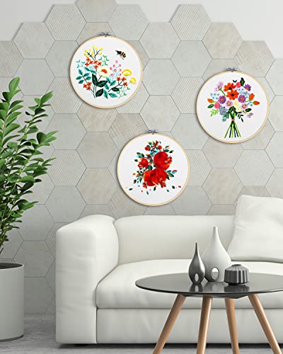 3 Pieces Embroidery Hoops, 10 inch Bamboo Frame Circle Cross Stitch Hoop Ring Embroidery Hoops Set for Embroidery and Cross Stitch - size: 10IN, 3 PCS