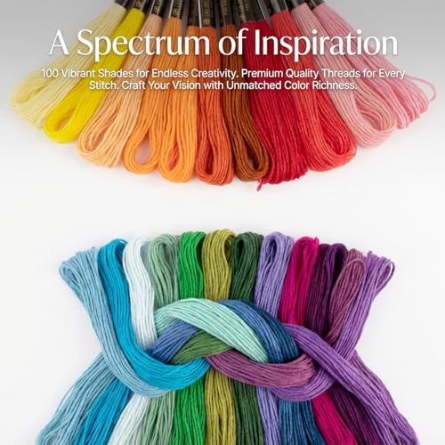 Sukh 100 Colors Embroidery Floss - Variegated Cross Stitch Thread Bulk - size: 100 foot