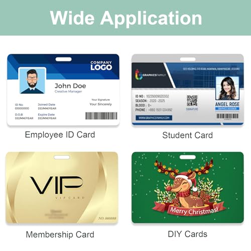 100 Pack Premium Blank PVC Cards with Slot Punch on Long Side - Horizontal Slot Punch Blank ID Cards- CAETOUNG CR80 30 Mil Graphic Quality White Plastic Cards for Photo ID Badge Printers - color: 100pack