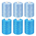 Blue Thread for Sewing, 6 Spools of 1000 Yards Polyester Quilting Thread - color: Blue+BabyBlue