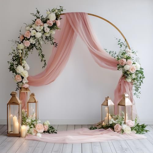 Wedding Arch Draping Fabric 1 Panel Dusty Rose Sheer Backdrop Drapes - color: Dusty Rose, size: 1 Panel