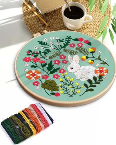 TINDTOP Embroidery Kit for Beginners Adult, Rabbit Embroidery Kit - color: Rabbit