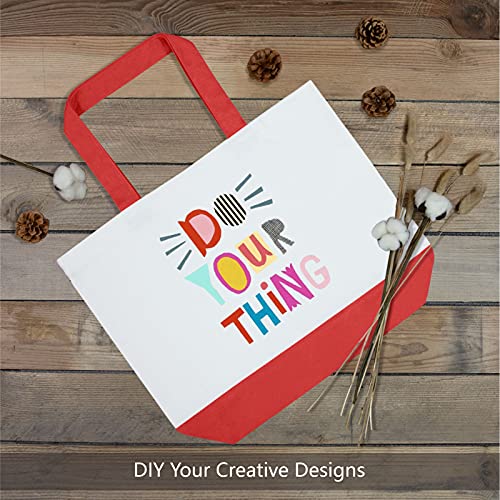 TOPDesign 1-Pack Super Strong Large 12oz Cotton Canvas Tote Bag, Reusable Grocery Shopping Cloth Bag, Fashionable Two-Tone Tote for Crafts, DIY Your Creative Designs - color: Red/White