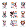 9pcs Coffee Dogs Iron On Decals Thermal Transfer Stickers for Clothing Appliqued Sublimation Patches Iron On Transfer Designs Heat Press Vinyl for Shirts Pillow Covers - style: 9PCS-M01Small)
