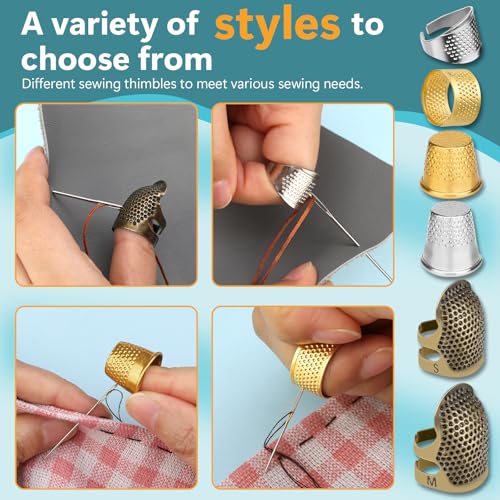 ZMAAGG Thimbles for Hand Sewing, 8 PCS Sewing Thimble, Metal Thimble - size: S-Basic Version
