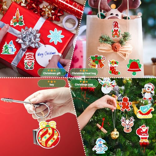 Hungdao 64 Pcs Diamond Art Christmas Ornaments DIY Diamond Painting Kits - style: Classic Red