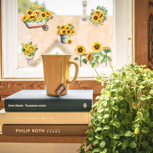 3 Sheets Sunflower Rub on Transfer Waterproof Furniture Transfers Decals Summer Flower Farmhouse Rub on Decals 6 x 12 Butterfly Transfer Stickers for Wood Door Cabinet Craft Home Decor - style: Sunflower