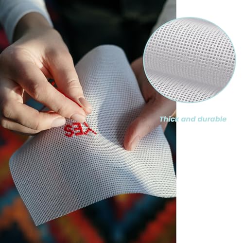 1Pack White Needlepoint Canvas, Polyester Cotton Mesh Canvas Sheets, 14 Mesh Blank Embroidery Canvas Sheets for Knit and Crochet Projects(36 x 63 Inch)