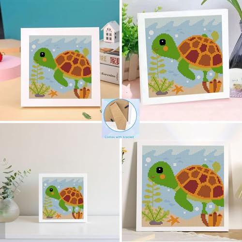 Lzyueyuan Turtle Cross Stitch Kits for Beginners, Stamped Cross Stitch for Adults with Framed,Crafts for Girls 8-12 Embroidery Kit,11CT Cross-Stitch Arts and Crafts for Adults 8.7inX8.7in - color: Cross Stitch-1222-8