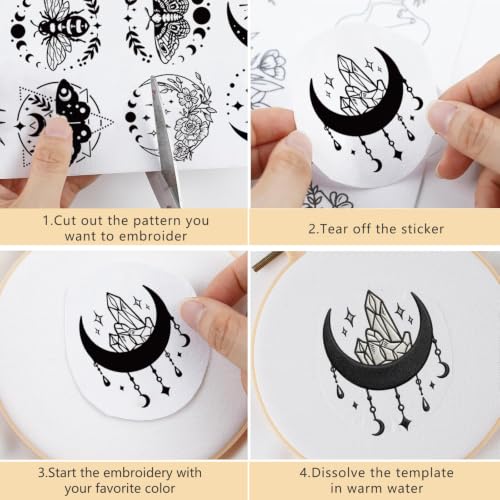 VISSTREE Water Soluble Embroidery Patterns, Mystery Stick and Stitch Paper - size: Mystery