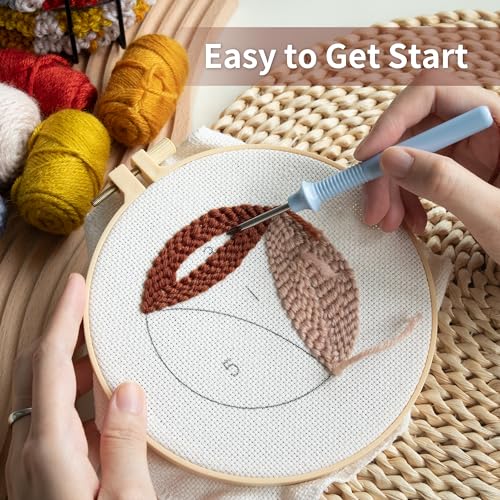 Temlum 6pcs Punch Needle Coasters Kit for Adults and Beginners(Lines) - color: Lines