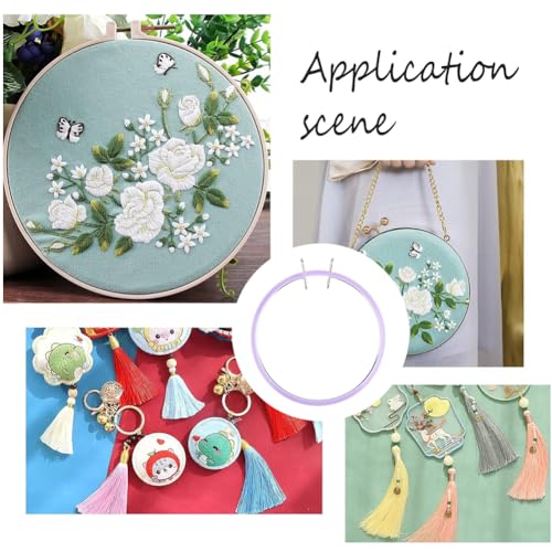 GORGECRAFT 2Pcs Plastic Embroidery Hoops Large Spring Tension Shed Embroidery Hoop Cross Stitch Hoops Darning Circle Round Ring Frame for Handy Sewing Embroidery Cross Stitch Beginners 8.1x7.4x0.9inch - size: 8.1 x 7.4 x 0.9 inch