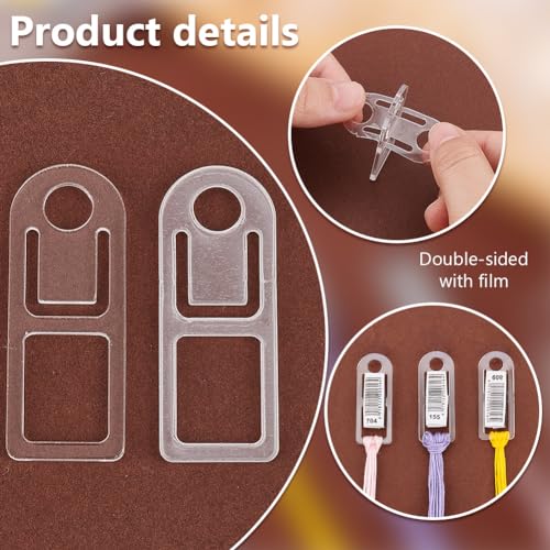 PH PandaHall Embroidery Floss Organizer 50pcs Embroidery Thread Bobbins Clear Embroidery Floss Cards Cross Stitch Thread Organizer for Thread Holder Sewing Storage 1.9x0.7in