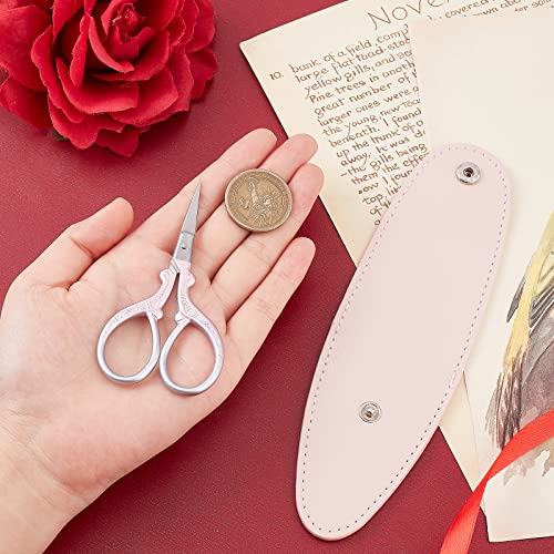 SUNNYCLUE 1 Set 3.7Inch Stainless Steel Sewing Scissors Embroidery Scissors with Cover Artificial Leather Sheath Tools Sharp Tip Small Trimming Cutter Fabric Paper Cutting Craft Threading Cross Stich - color: Gradient Color-1pc-sewing Scissors With Cover