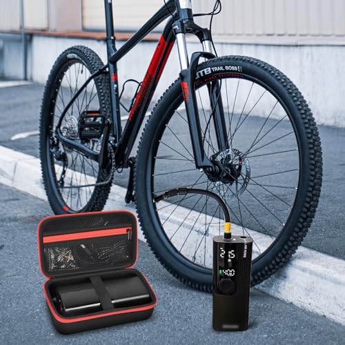 Hard Tire Inflator Case for Airmoto 120 PSI Air Compressor - color: black+red zipper