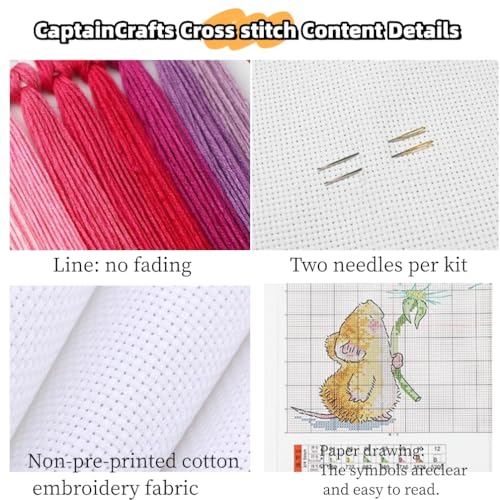 CaptainCrafts Cross Stitch Kits for Adults Counted Cross Stitch Unprinted Fabric Cross Stitching DIY Art DMC Needlecrafts Embroidery Kit for Adults (White, Drifting Bottle in The Sea) - color: Drifting Bottle in The Sea, style: White