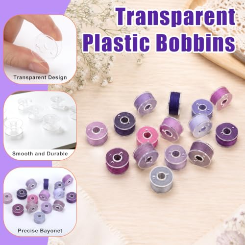 72 Pcs Pre-Wound Bobbins Sewing Thread 72 Colors (Purple) - color: Purple