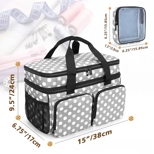 BAFASO Large Sewing Organizer Bag with an Individual Pouch, Polka Dots - color: Polka Dots