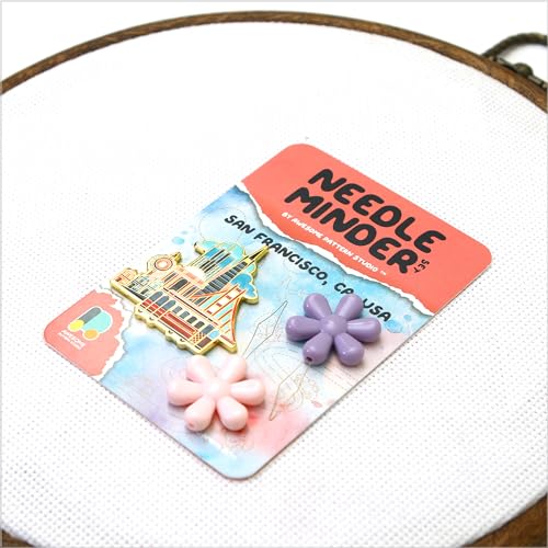 Awesome Pattern Studio Needle Minder Set – San Francisco Magnetic Needle Minder + 2 Needle Threaders. Enamel Pin for Cross Stitch, Embroidery and Craft - size: San Francisco Set #1