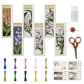 FREEBLOSS 6 Set Cross Stitch Bookmark Kits 11CT 8"x2.4" Lily of The Valley - style: Lily of the Valley