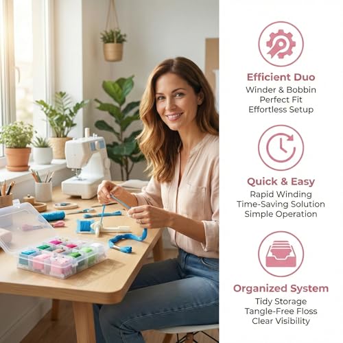 305 Pcs Embroidery Floss Organizer Kit with 24-Grid Thread Storage Boxes