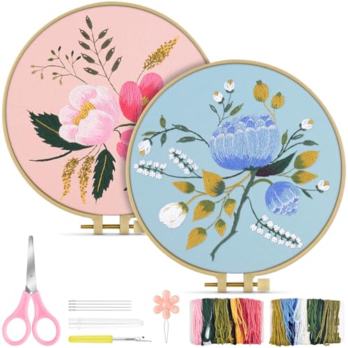 TINDTOP Embroidery Kit for Adult, Flower Embroidery Kit for Beginners - color: Flower