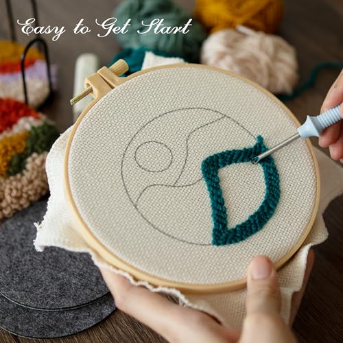 Temlum 6pcs Punch Needle Coasters Kit for Adults and Beginners(Landscape) - color: Landscape